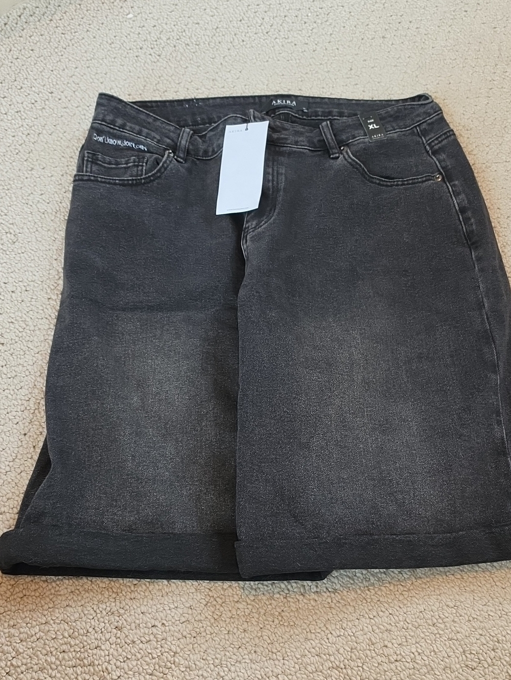 AKIRA Black Washed Denim Shorts